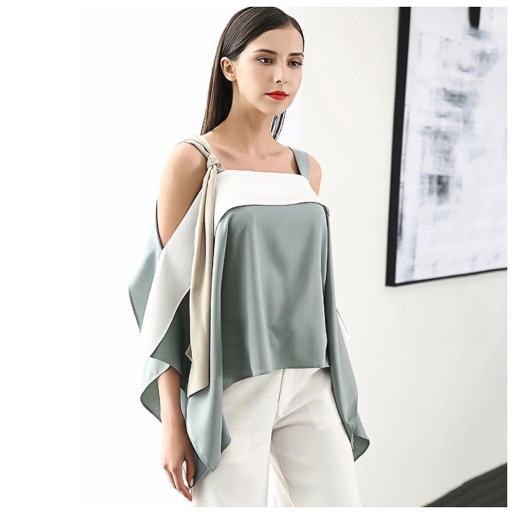 Silky Multi Color Asymmetrical Strappy Top - Picture 2 of 8